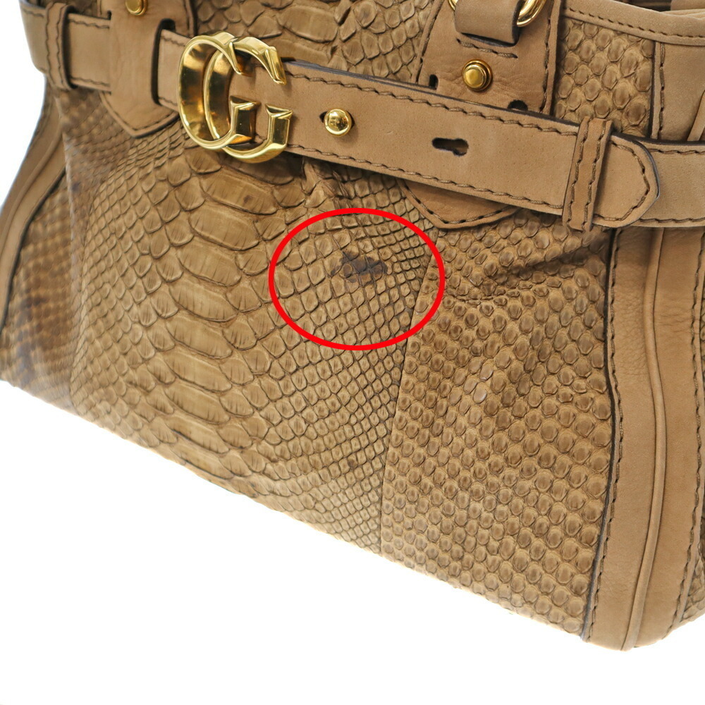 Gucci Shoulder Bag Python Leather Brown Beige - image 7